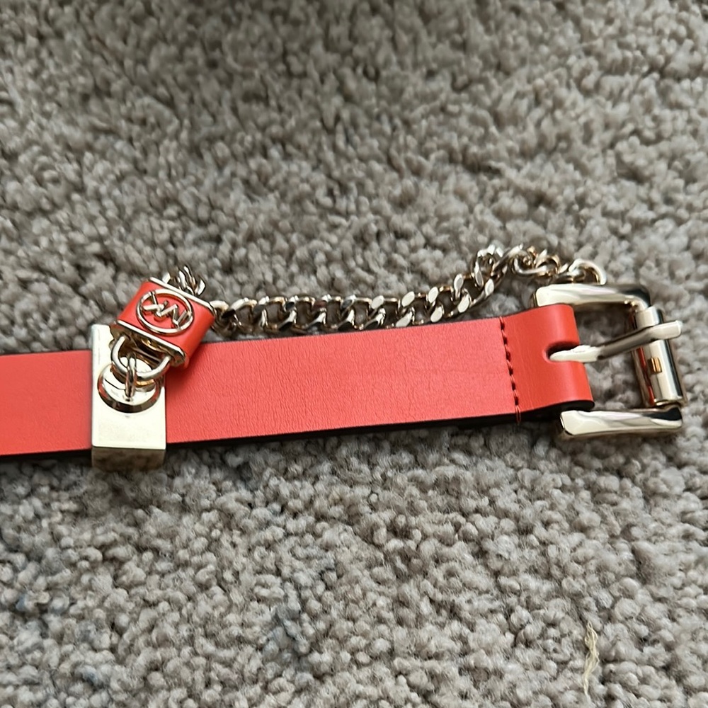 Michael Kors Red and Gold Leather Belt